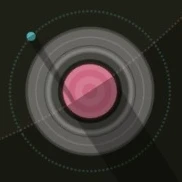 Une planète rose avec des anneaux et une lune