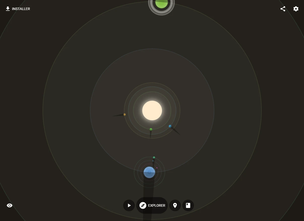 Système planétaire avec une étoile jaune